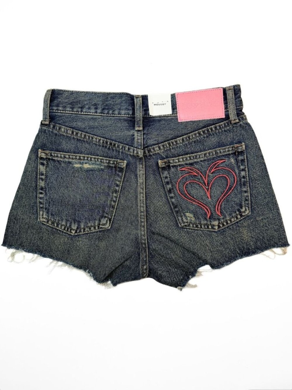 BlackEyePatch WOMEN x MOUSSY BEP Heart Denim Shorts |Dark Blue| Size 0 XS | NWT - Picture 5 of 13